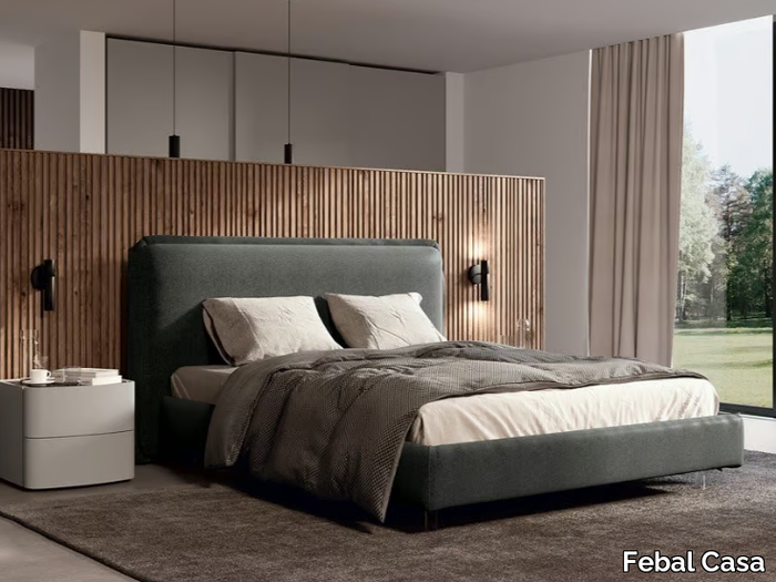 SOFIA - Fabric bed with upholstered headboard _ Febal Casa