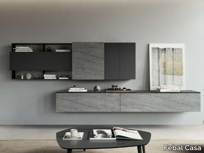 DICIOTTO 07 - Wall-mounted melamine-faced chipboard storage wall _ Febal Casa