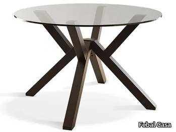 ARAGON - Round wood and glass table _ Febal Casa