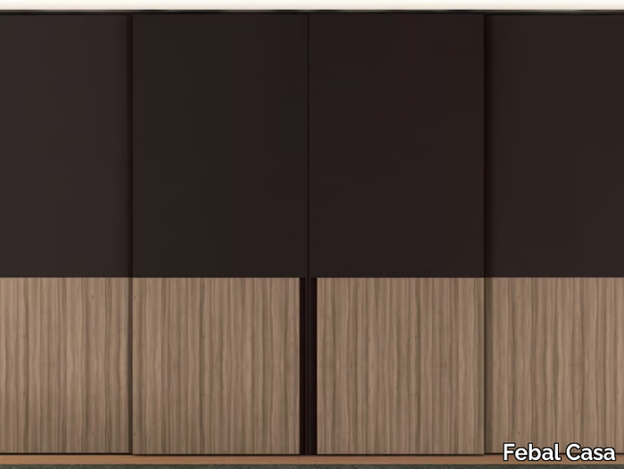 LEWITT - Melamine-faced chipboard wardrobe with sliding doors with drawers _ Febal Casa