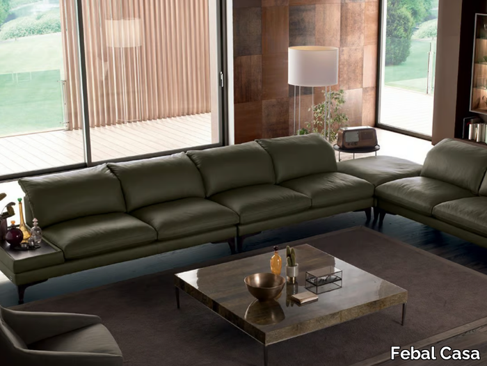 SCENA 01 - Corner leather sofa with headrest _ Febal Casa