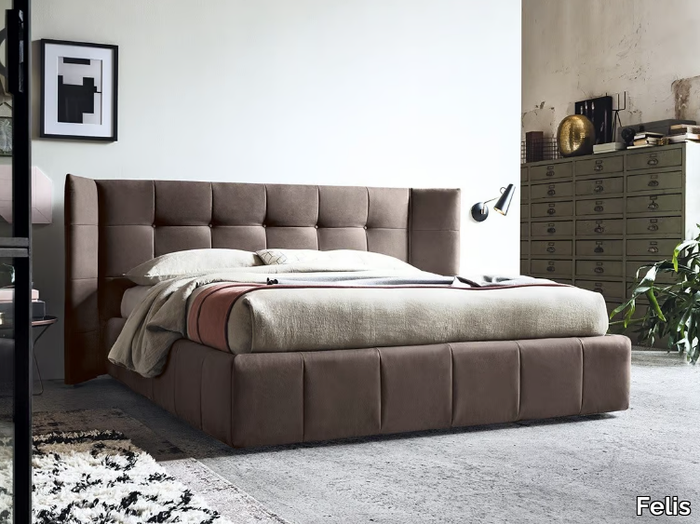 FOSTER - Fabric storage bed with tufted headboard _ Felis