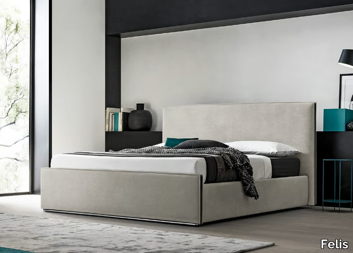 MURPHY - Fabric storage bed with upholstered headboard _ Felis