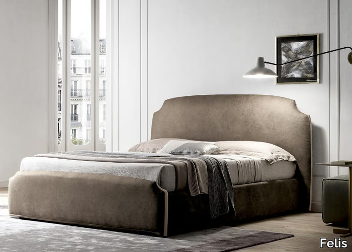 DEMY - Fabric storage bed with upholstered headboard _ Felis