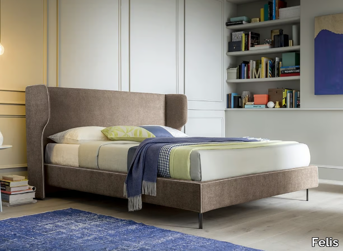 SPENCER - Contemporary style upholstered fabric storage bed with upholstered headboard _ Felis