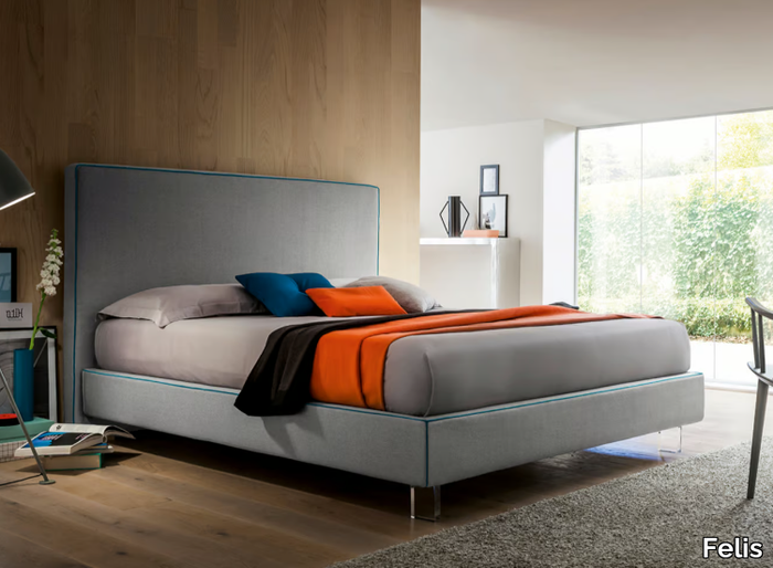 CHARLES - Fabric double bed with high headboard _ Felis