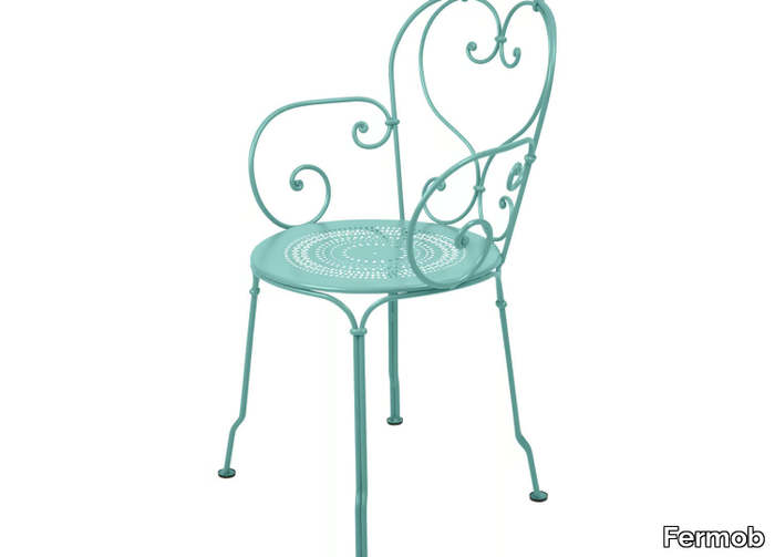 1900 - Steel garden chair with armrests _ Fermob