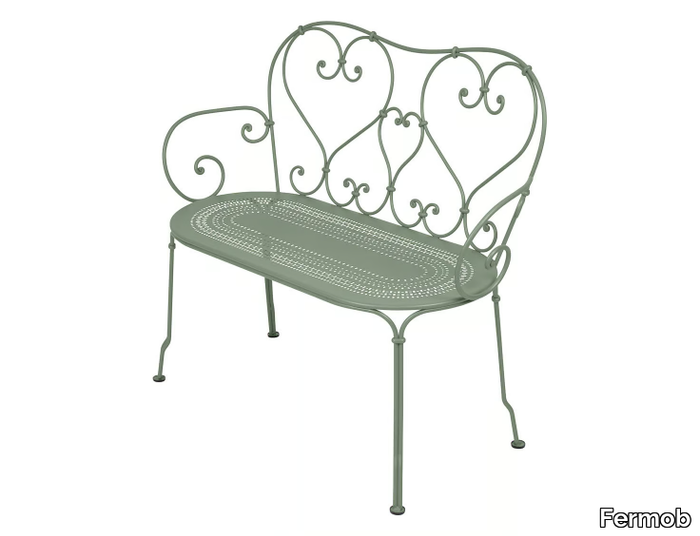 1900 - Steel garden bench with armrests _ Fermob