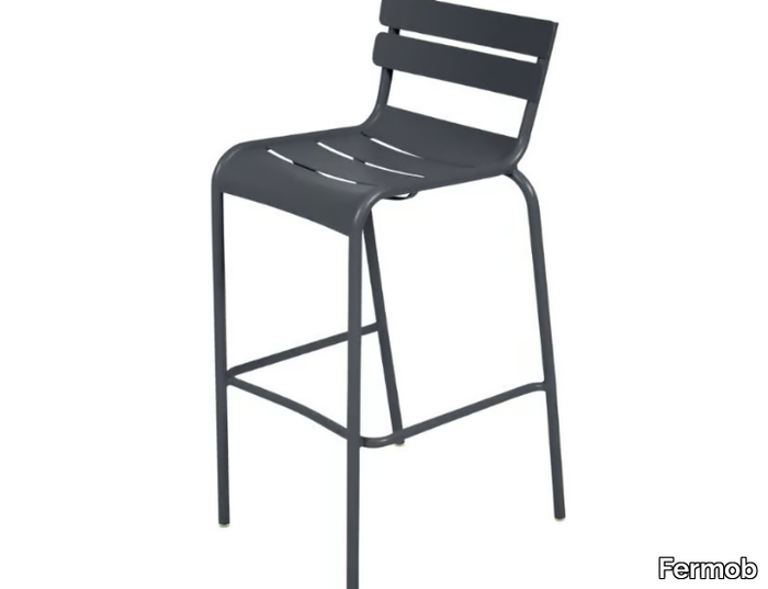 LUXEMBOURG - High aluminium stool with back _ Fermob