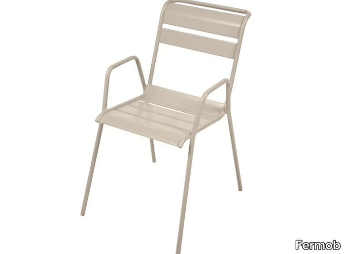 MONCEAU - Stackable steel garden chair with armrests _ Fermob