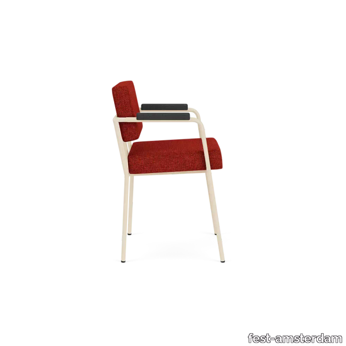 Monday dining chair with arms - sand frame - black arms - Cube Brick - 128