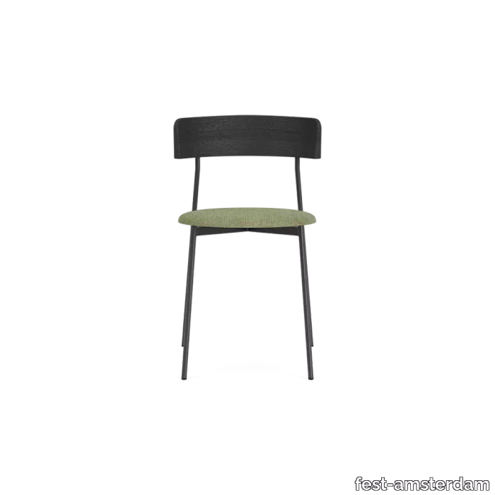 Friday Dining chair no arms - black frame - black back - Cube Light green - 55