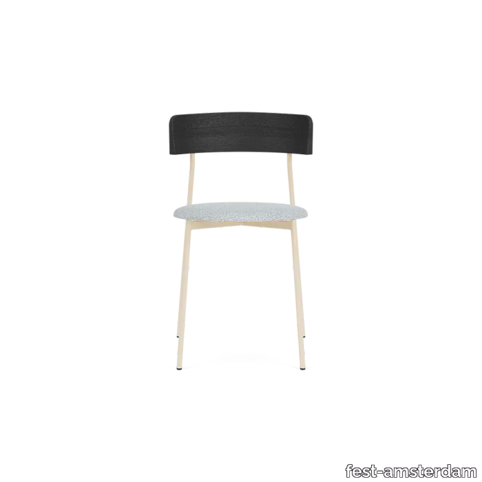 Friday dining chair no arms - sand frame - black back - Grace Light blue - 70