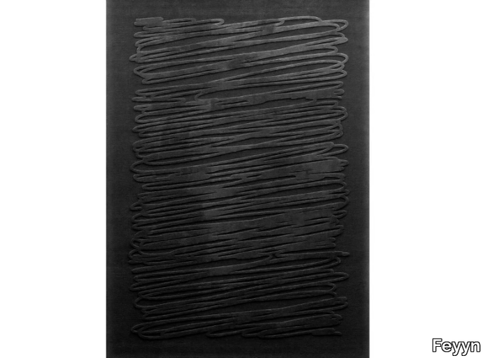 SCRIBBLE CHARCOAL - Handmade rectangular rug _ Feyyn