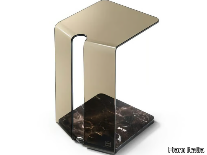 YORK - Glass side table with marble base _ Fiam Italia