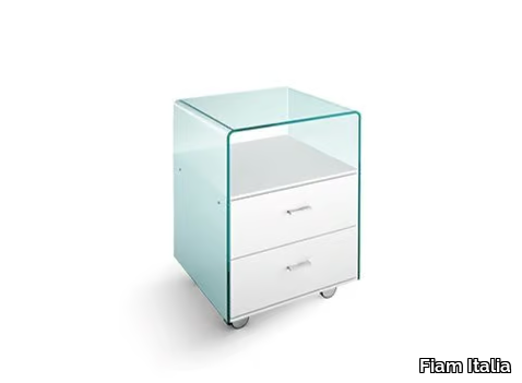 RIALTO - Wood and glass office drawer unit with castors _ Fiam Italia