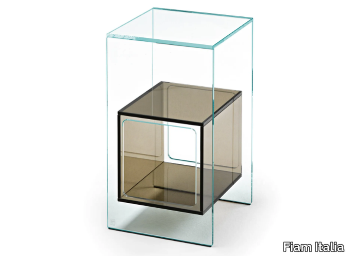 MAGIQUE - Glass coffee table with storage space _ Fiam Italia