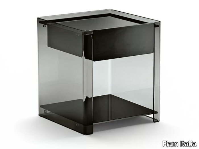 MILO - Wood and glass bedside table with drawers _ Fiam Italia