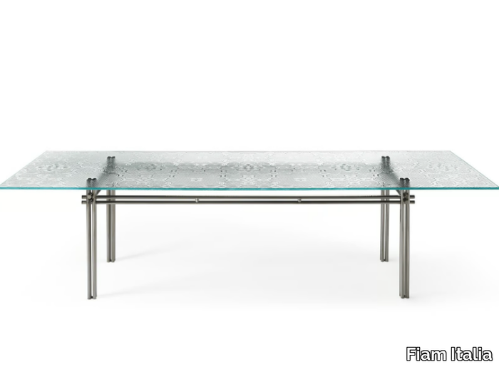 CRISTALINE - Glass and metal table _ Fiam Italia