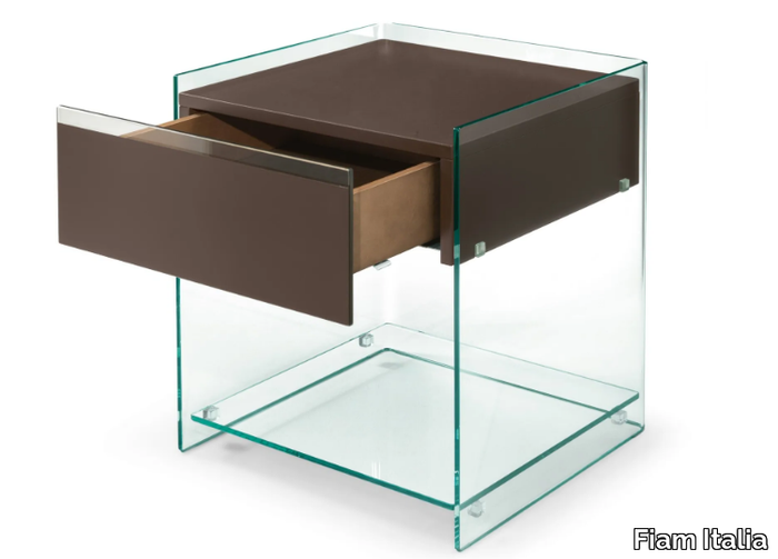 DINO - Wood and glass bedside table with drawers _ Fiam Italia