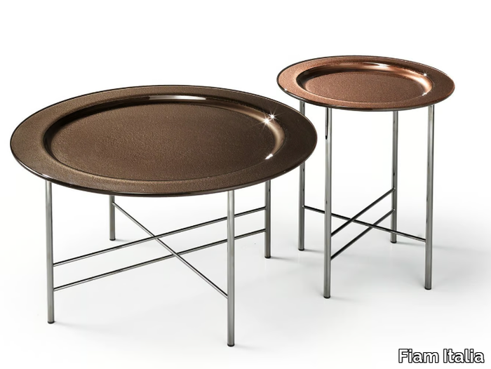 EN - Round glass coffee table with metal base _ Fiam Italia