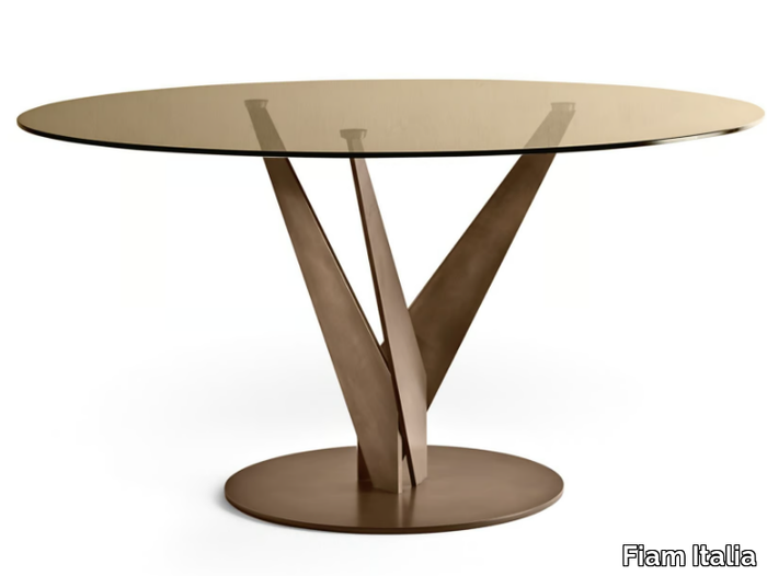 EPSYLON - Round glass and metal table _ Fiam Italia