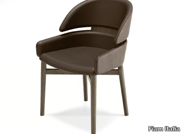 LLOYD - Leather chair with armrests _ Fiam Italia