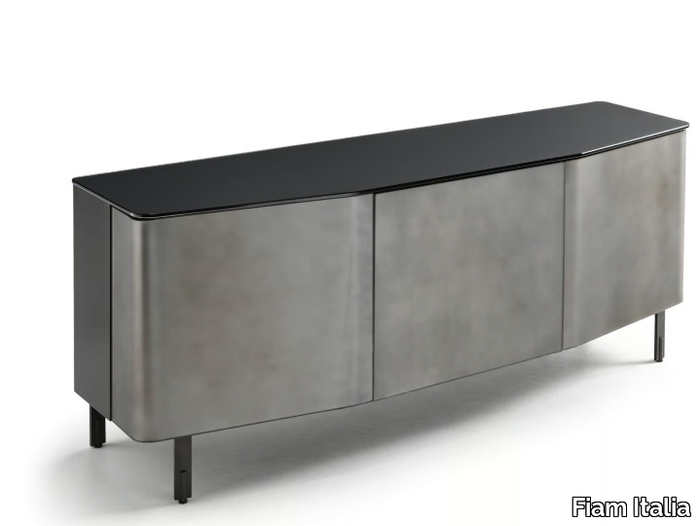 PLANA - Wood and glass sideboard with doors _ Fiam Italia