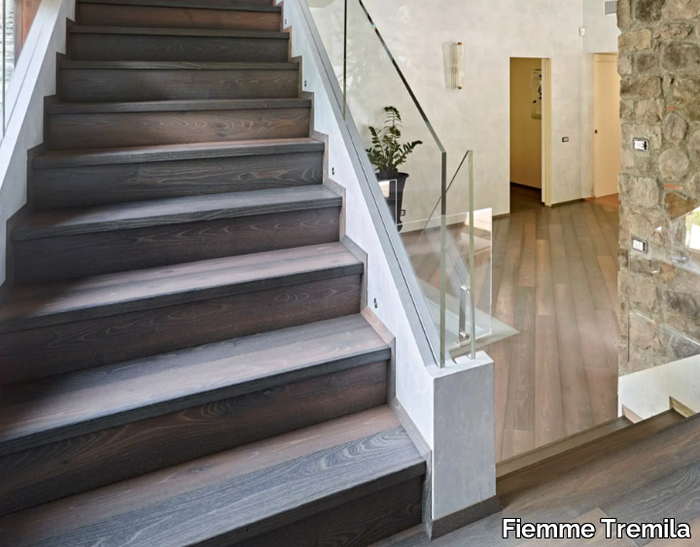 STAIR WITH SQUARED NOSING - Three-crossed-layers wooden covering _ Fiemme Tremila