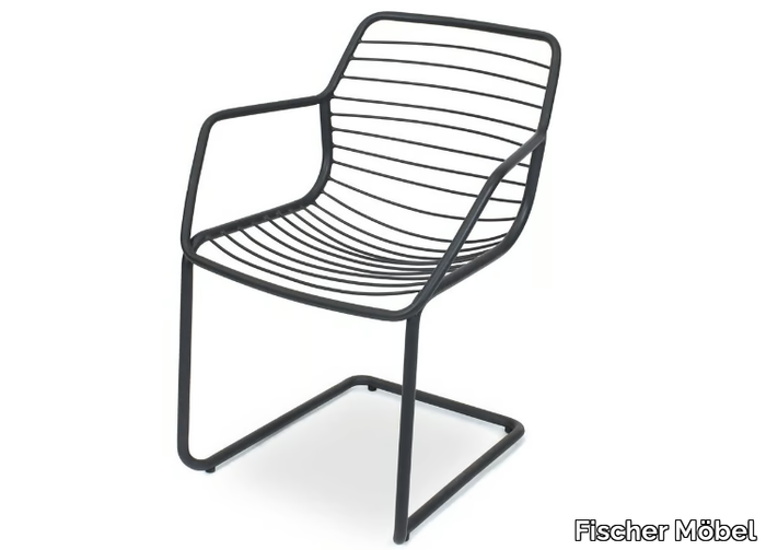 CLARIS - Stackable cantilever steel chair with armrests _ Fischer Möbel