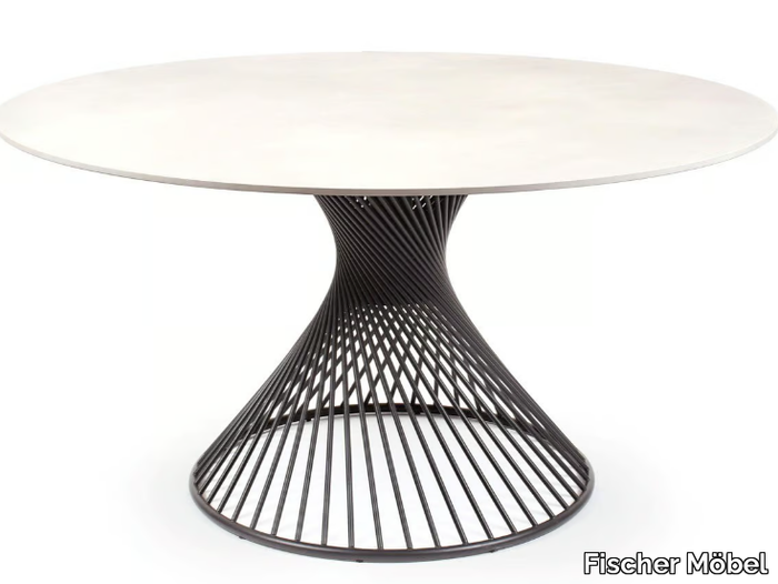 CLARIS - Round stainless steel dining table _ Fischer Möbel