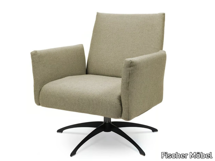 KALOS - Swivel fabric armchair with armrests with 4-spoke base _ Fischer Möbel