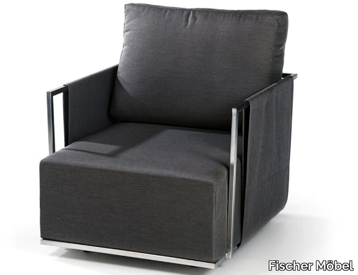 SUITE - Modular fabric garden armchair with armrests _ Fischer Möbel