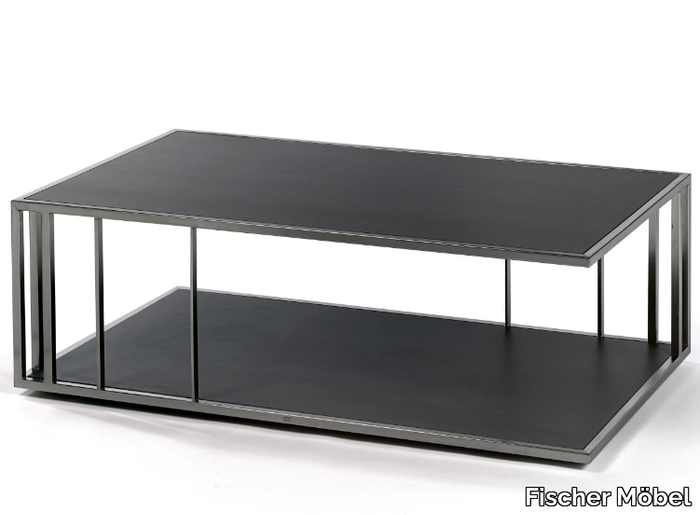 SUITE - Rectangular low coffee table with integrated magazine rack _ Fischer Möbel