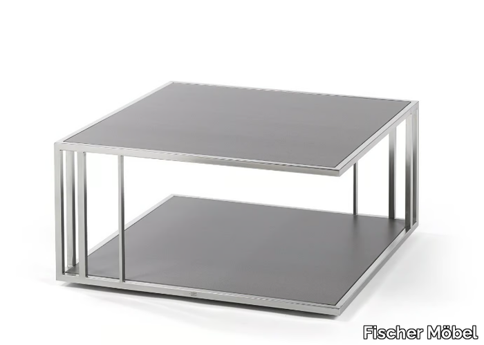 SUITE - Square low coffee table with integrated magazine rack _ Fischer Möbel