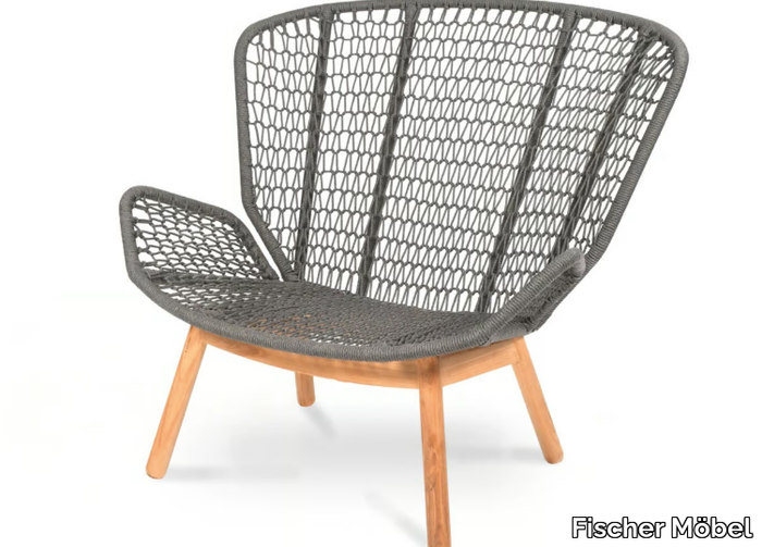 WING LIGHT - Fabric garden armchair with armrests _ Fischer Möbel