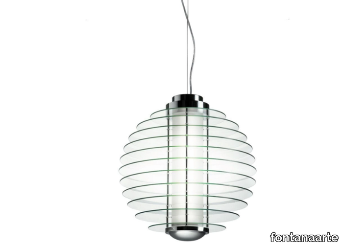 0024 MEDIUM - Glass and metal pendant lamp _ FontanaArte