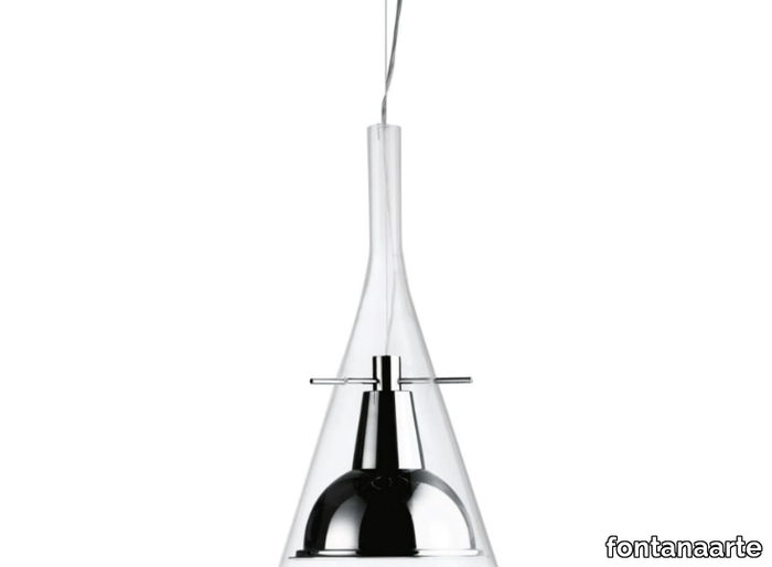 FLÛTE XXL - Glass and aluminium pendant lamp _ FontanaArte