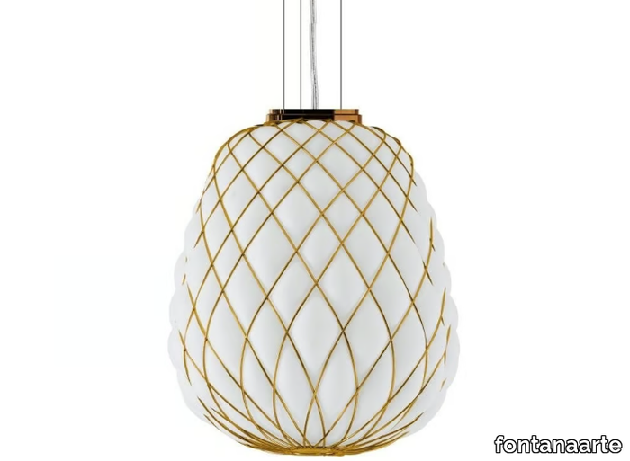 PINECONE - Glass and metal pendant lamp _ FontanaArte