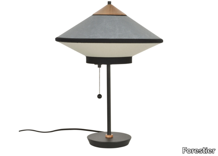 CYMBAL - LED direct-indirect light linen bedside lamp with fixed arm _ Forestier