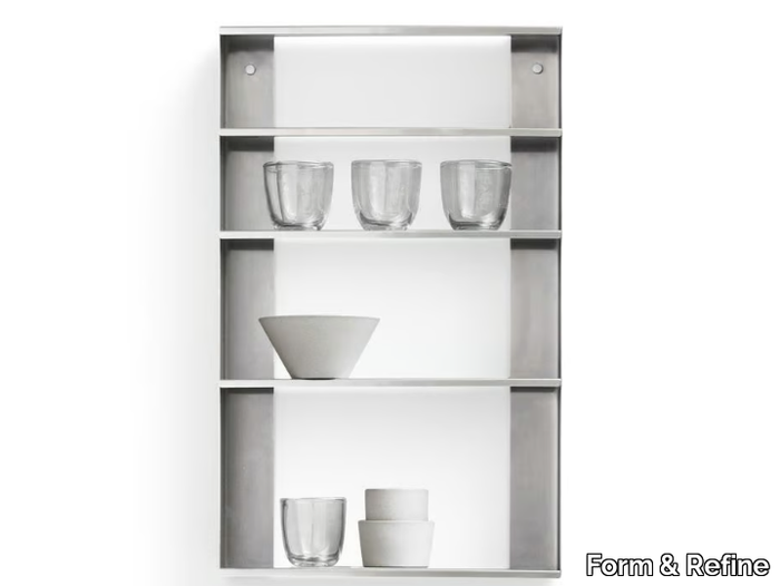 TAPER - Floating open stainless steel bookcase _ Form & Refine