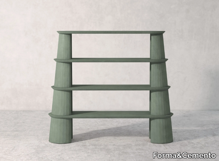 FUSTO BOOKSHELF II - Open freestanding concrete bookcase _ Forma&Cemento