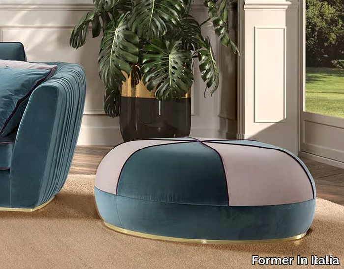 TREVI GLAM - Upholstered round fabric pouf _ Former In Italia