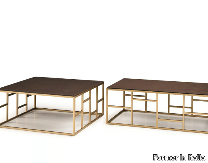 KVADRO - Square wooden coffee table and metal base _ Former In Italia