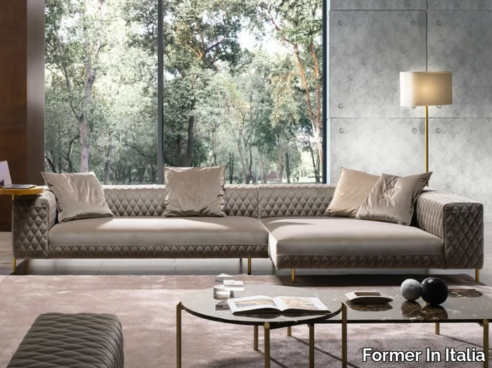 BRERA PLUS - Sectional velvet sofa with chaise longue _ Former In Italia