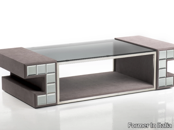 DCV 200 - Rectangular coffee table covered in fabric and glass top _ Former In Italia