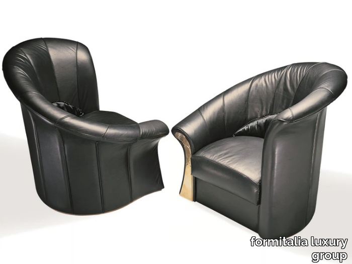 ELICA - Upholstered leather armchair with armrests _ formitalia luxury group