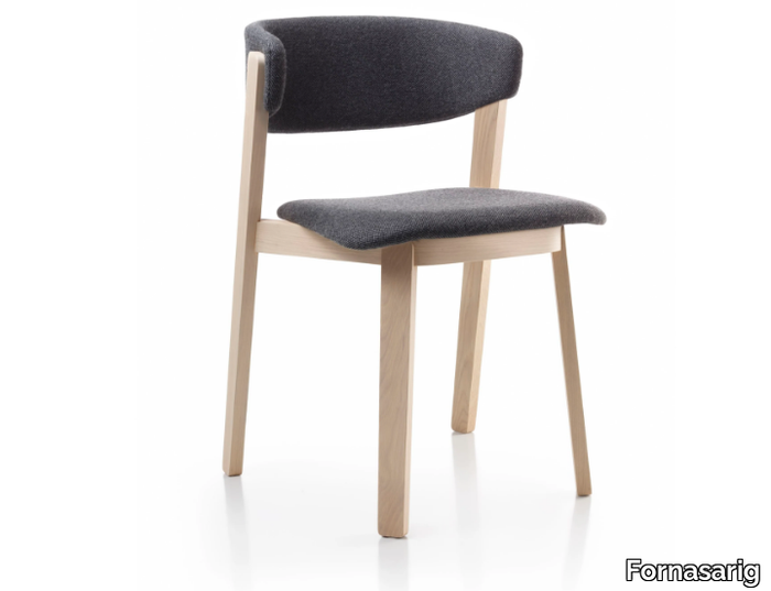 WOLFGANG - Stackable oak chair with integrated cushion _ Fornasarig