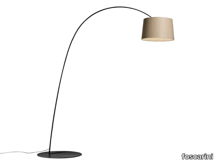 TWIGGY WOOD - LED arc lamp with metal base and oak lampshade _ Foscarini