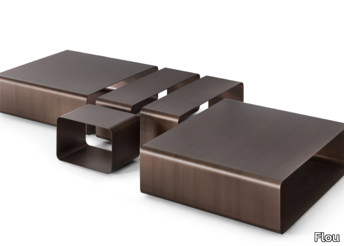 FOGLIO - Rectangular metal coffee table _ Flou